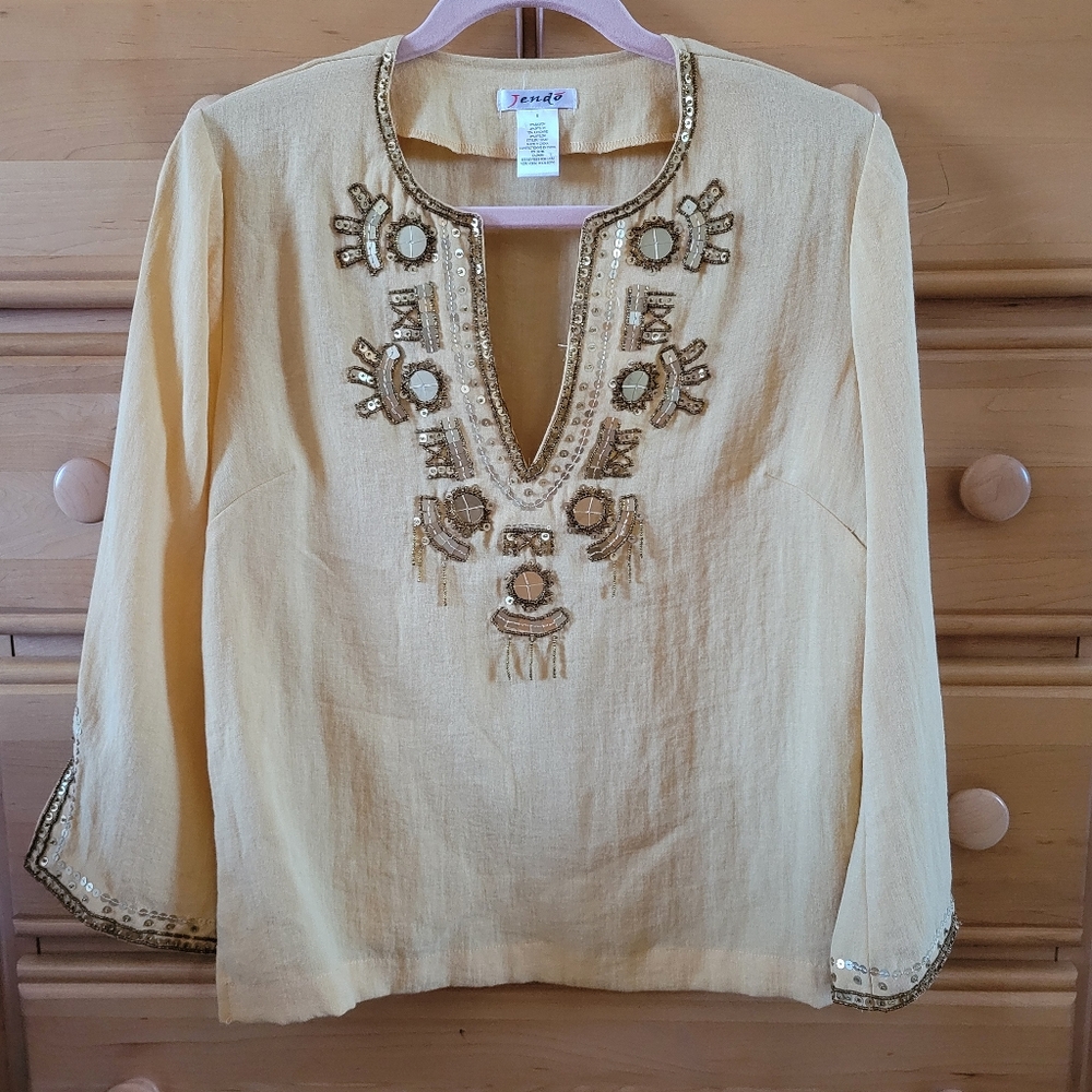 Gold/yellow beaded blouse